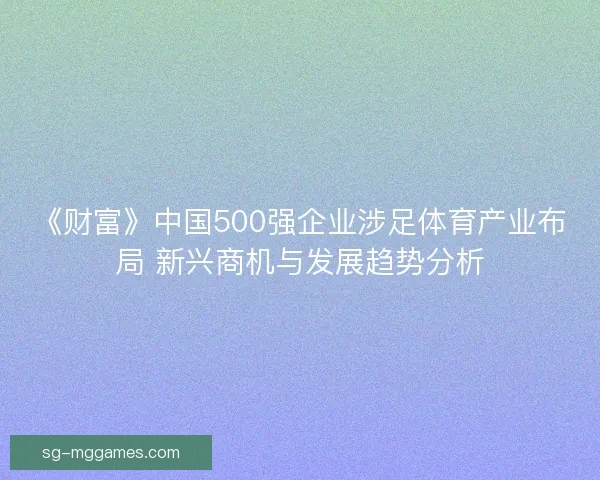 《财富》中国500强企业涉足体育产业布局 新兴商机与发展趋势分析